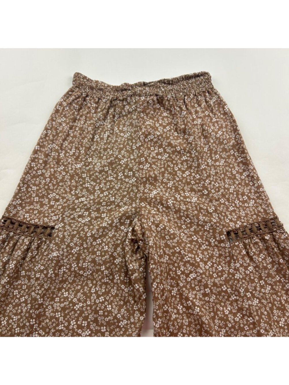 Rachel Paige Brown Floral Lace Accent Lounge Pant L - Picture 5 of 6